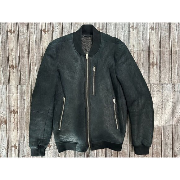 All Saints Black Shearling Leather Jacket - Picture 1 of 7